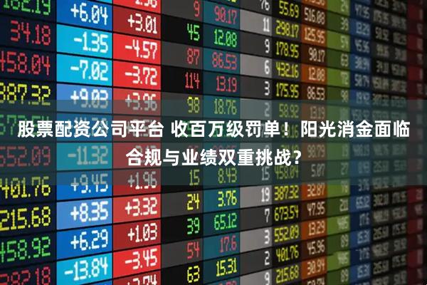 股票配资公司平台 收百万级罚单!阳光消金面临合规与业绩双重挑战?